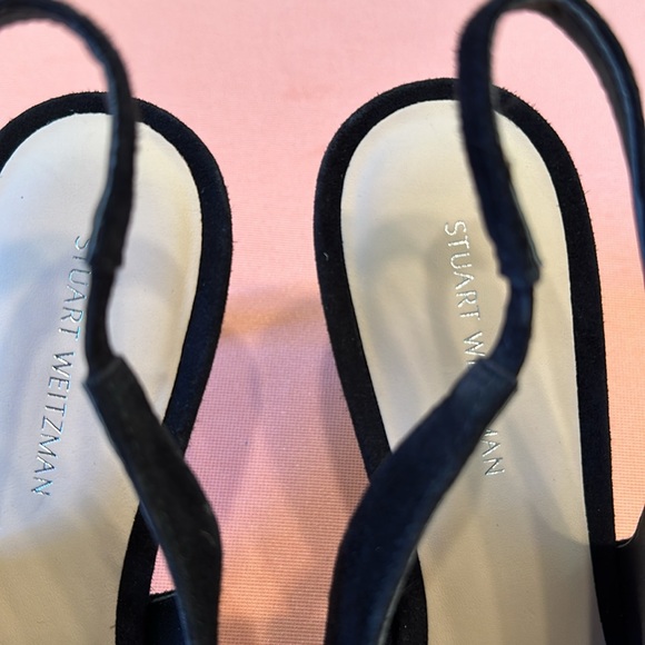 New Stuart Weitzman Crystaline Suede Slingback Shoes. Size 8. Black - Picture 3 of 7